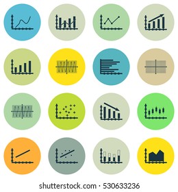 Set Of Graphs, Diagrams And Statistics Icons. Premium Quality Symbol Collection. Icons Can Be Used For Web, App And UI Design. Vector Illustration, EPS10.
