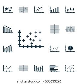 Set Of Graphs, Diagrams And Statistics Icons. Premium Quality Symbol Collection. Icons Can Be Used For Web, App And UI Design. Vector Illustration, EPS10.