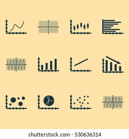 Set Of Graphs, Diagrams And Statistics Icons. Premium Quality Symbol Collection. Icons Can Be Used For Web, App And UI Design. Vector Illustration, EPS10.