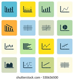 Set Of Graphs, Diagrams And Statistics Icons. Premium Quality Symbol Collection. Icons Can Be Used For Web, App And UI Design. Vector Illustration, EPS10.