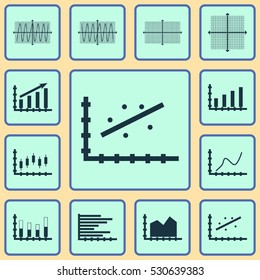 Set Of Graphs, Diagrams And Statistics Icons. Premium Quality Symbol Collection. Icons Can Be Used For Web, App And UI Design. Vector Illustration, EPS10.