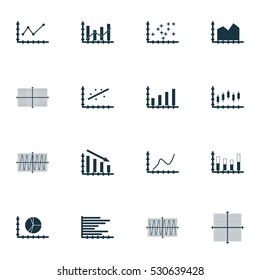 Set Of Graphs, Diagrams And Statistics Icons. Premium Quality Symbol Collection. Icons Can Be Used For Web, App And UI Design. Vector Illustration, EPS10.