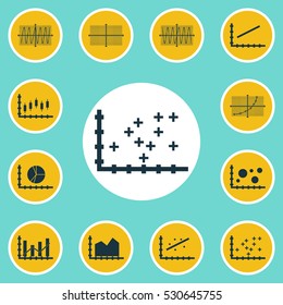 Set Of Graphs, Diagrams And Statistics Icons. Premium Quality Symbol Collection. Icons Can Be Used For Web, App And UI Design. Vector Illustration, EPS10.
