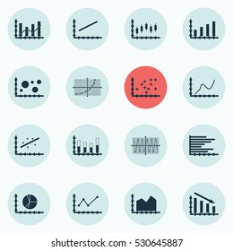 Set Of Graphs, Diagrams And Statistics Icons. Premium Quality Symbol Collection. Icons Can Be Used For Web, App And UI Design. Vector Illustration, EPS10.