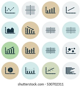 Set Of Graphs, Diagrams And Statistics Icons. Premium Quality Symbol Collection. Icons Can Be Used For Web, App And UI Design. Vector Illustration, EPS10.