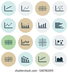 Set Of Graphs, Diagrams And Statistics Icons. Premium Quality Symbol Collection. Icons Can Be Used For Web, App And UI Design. Vector Illustration, EPS10.