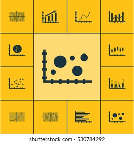 Set Of Graphs, Diagrams And Statistics Icons. Premium Quality Symbol Collection. Icons Can Be Used For Web, App And UI Design. Vector Illustration, EPS10.