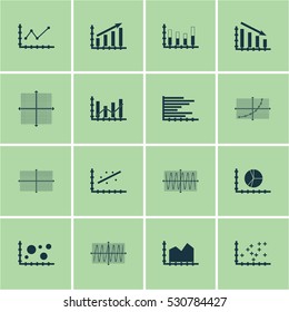 Set Of Graphs, Diagrams And Statistics Icons. Premium Quality Symbol Collection. Icons Can Be Used For Web, App And UI Design. Vector Illustration, EPS10.