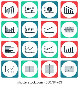 Set Of Graphs, Diagrams And Statistics Icons. Premium Quality Symbol Collection. Icons Can Be Used For Web, App And UI Design. Vector Illustration, EPS10.