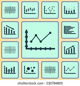 Set Of Graphs, Diagrams And Statistics Icons. Premium Quality Symbol Collection. Icons Can Be Used For Web, App And UI Design. Vector Illustration, EPS10.
