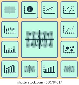 Set Of Graphs, Diagrams And Statistics Icons. Premium Quality Symbol Collection. Icons Can Be Used For Web, App And UI Design. Vector Illustration, EPS10.