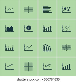 Set Of Graphs, Diagrams And Statistics Icons. Premium Quality Symbol Collection. Icons Can Be Used For Web, App And UI Design. Vector Illustration, EPS10.