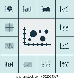 Set Of Graphs, Diagrams And Statistics Icons. Premium Quality Symbol Collection. Icons Can Be Used For Web, App And UI Design. Vector Illustration, EPS10.