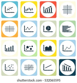 Set Of Graphs, Diagrams And Statistics Icons. Premium Quality Symbol Collection. Icons Can Be Used For Web, App And UI Design. Vector Illustration, EPS10.