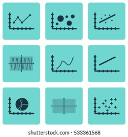 Set Of Graphs, Diagrams And Statistics Icons. Premium Quality Symbol Collection. Icons Can Be Used For Web, App And UI Design. Vector Illustration, EPS10.