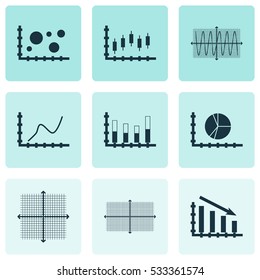 Set Of Graphs, Diagrams And Statistics Icons. Premium Quality Symbol Collection. Icons Can Be Used For Web, App And UI Design. Vector Illustration, EPS10.