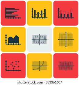 Set Of Graphs, Diagrams And Statistics Icons. Premium Quality Symbol Collection. Icons Can Be Used For Web, App And UI Design. Vector Illustration, EPS10.