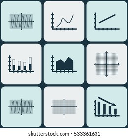 Set Of Graphs, Diagrams And Statistics Icons. Premium Quality Symbol Collection. Icons Can Be Used For Web, App And UI Design. Vector Illustration, EPS10.