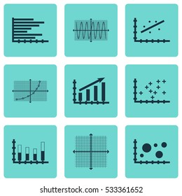 Set Of Graphs, Diagrams And Statistics Icons. Premium Quality Symbol Collection. Icons Can Be Used For Web, App And UI Design. Vector Illustration, EPS10.
