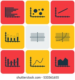 Set Of Graphs, Diagrams And Statistics Icons. Premium Quality Symbol Collection. Icons Can Be Used For Web, App And UI Design. Vector Illustration, EPS10.