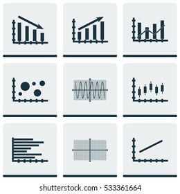 Set Of Graphs, Diagrams And Statistics Icons. Premium Quality Symbol Collection. Icons Can Be Used For Web, App And UI Design. Vector Illustration, EPS10.