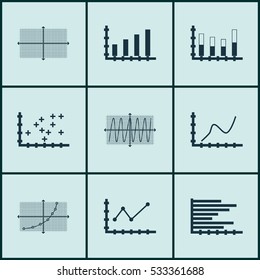 Set Of Graphs, Diagrams And Statistics Icons. Premium Quality Symbol Collection. Icons Can Be Used For Web, App And UI Design. Vector Illustration, EPS10.