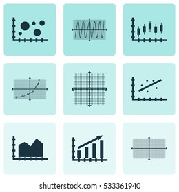 Set Of Graphs, Diagrams And Statistics Icons. Premium Quality Symbol Collection. Icons Can Be Used For Web, App And UI Design. Vector Illustration, EPS10.