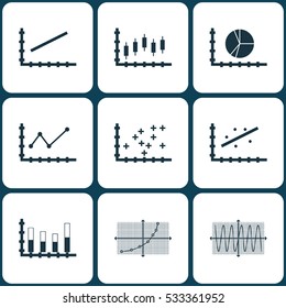 Set Of Graphs, Diagrams And Statistics Icons. Premium Quality Symbol Collection. Icons Can Be Used For Web, App And UI Design. Vector Illustration, EPS10.