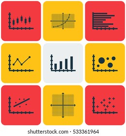 Set Of Graphs, Diagrams And Statistics Icons. Premium Quality Symbol Collection. Icons Can Be Used For Web, App And UI Design. Vector Illustration, EPS10.