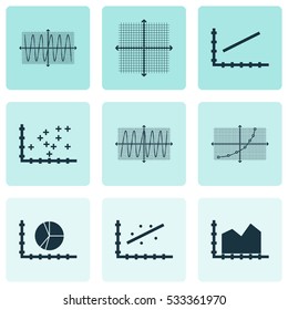 Set Of Graphs, Diagrams And Statistics Icons. Premium Quality Symbol Collection. Icons Can Be Used For Web, App And UI Design. Vector Illustration, EPS10.