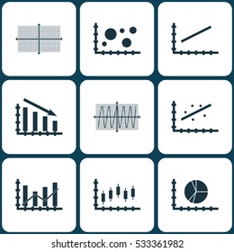 Set Of Graphs, Diagrams And Statistics Icons. Premium Quality Symbol Collection. Icons Can Be Used For Web, App And UI Design. Vector Illustration, EPS10.