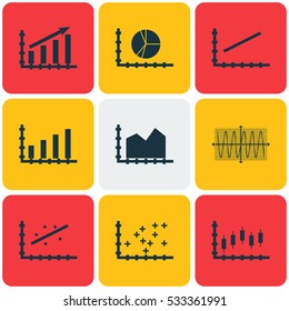Set Of Graphs, Diagrams And Statistics Icons. Premium Quality Symbol Collection. Icons Can Be Used For Web, App And UI Design. Vector Illustration, EPS10.