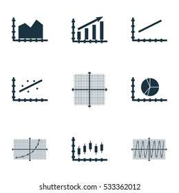 Set Of Graphs, Diagrams And Statistics Icons. Premium Quality Symbol Collection. Icons Can Be Used For Web, App And UI Design. Vector Illustration, EPS10.