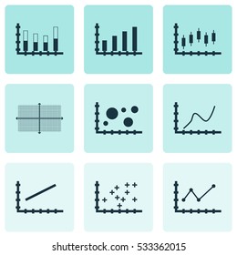 Set Of Graphs, Diagrams And Statistics Icons. Premium Quality Symbol Collection. Icons Can Be Used For Web, App And UI Design. Vector Illustration, EPS10.