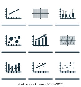Set Of Graphs, Diagrams And Statistics Icons. Premium Quality Symbol Collection. Icons Can Be Used For Web, App And UI Design. Vector Illustration, EPS10.