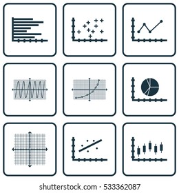 Set Of Graphs, Diagrams And Statistics Icons. Premium Quality Symbol Collection. Icons Can Be Used For Web, App And UI Design. Vector Illustration, EPS10.