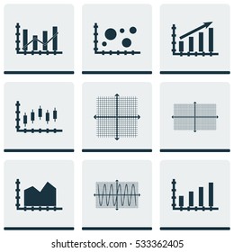 Set Of Graphs, Diagrams And Statistics Icons. Premium Quality Symbol Collection. Icons Can Be Used For Web, App And UI Design. Vector Illustration, EPS10.