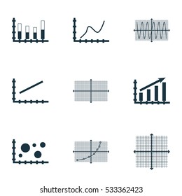 Set Of Graphs, Diagrams And Statistics Icons. Premium Quality Symbol Collection. Icons Can Be Used For Web, App And UI Design. Vector Illustration, EPS10.