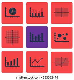 Set Of Graphs, Diagrams And Statistics Icons. Premium Quality Symbol Collection. Icons Can Be Used For Web, App And UI Design. Vector Illustration, EPS10.