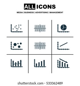 Set Of Graphs, Diagrams And Statistics Icons. Premium Quality Symbol Collection. Icons Can Be Used For Web, App And UI Design. Vector Illustration, EPS10.