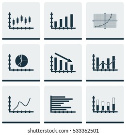 Set Of Graphs, Diagrams And Statistics Icons. Premium Quality Symbol Collection. Icons Can Be Used For Web, App And UI Design. Vector Illustration, EPS10.