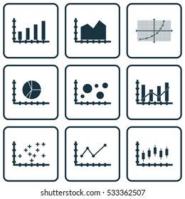 Set Of Graphs, Diagrams And Statistics Icons. Premium Quality Symbol Collection. Icons Can Be Used For Web, App And UI Design. Vector Illustration, EPS10.