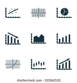 Set Of Graphs, Diagrams And Statistics Icons. Premium Quality Symbol Collection. Icons Can Be Used For Web, App And UI Design. Vector Illustration, EPS10.