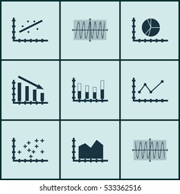 Set Of Graphs, Diagrams And Statistics Icons. Premium Quality Symbol Collection. Icons Can Be Used For Web, App And UI Design. Vector Illustration, EPS10.