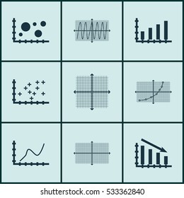 Set Of Graphs, Diagrams And Statistics Icons. Premium Quality Symbol Collection. Icons Can Be Used For Web, App And UI Design. Vector Illustration, EPS10.