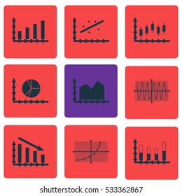 Set Of Graphs, Diagrams And Statistics Icons. Premium Quality Symbol Collection. Icons Can Be Used For Web, App And UI Design. Vector Illustration, EPS10.