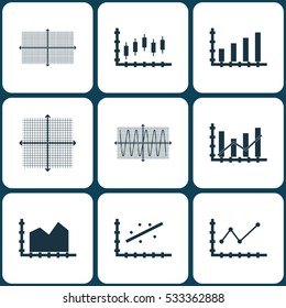 Set Of Graphs, Diagrams And Statistics Icons. Premium Quality Symbol Collection. Icons Can Be Used For Web, App And UI Design. Vector Illustration, EPS10.