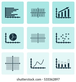 Set Of Graphs, Diagrams And Statistics Icons. Premium Quality Symbol Collection. Icons Can Be Used For Web, App And UI Design. Vector Illustration, EPS10.