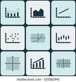 Set Of Graphs, Diagrams And Statistics Icons. Premium Quality Symbol Collection. Icons Can Be Used For Web, App And UI Design. Vector Illustration, EPS10.