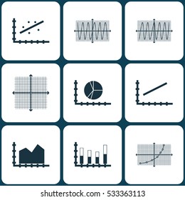 Set Of Graphs, Diagrams And Statistics Icons. Premium Quality Symbol Collection. Icons Can Be Used For Web, App And UI Design. Vector Illustration, EPS10.